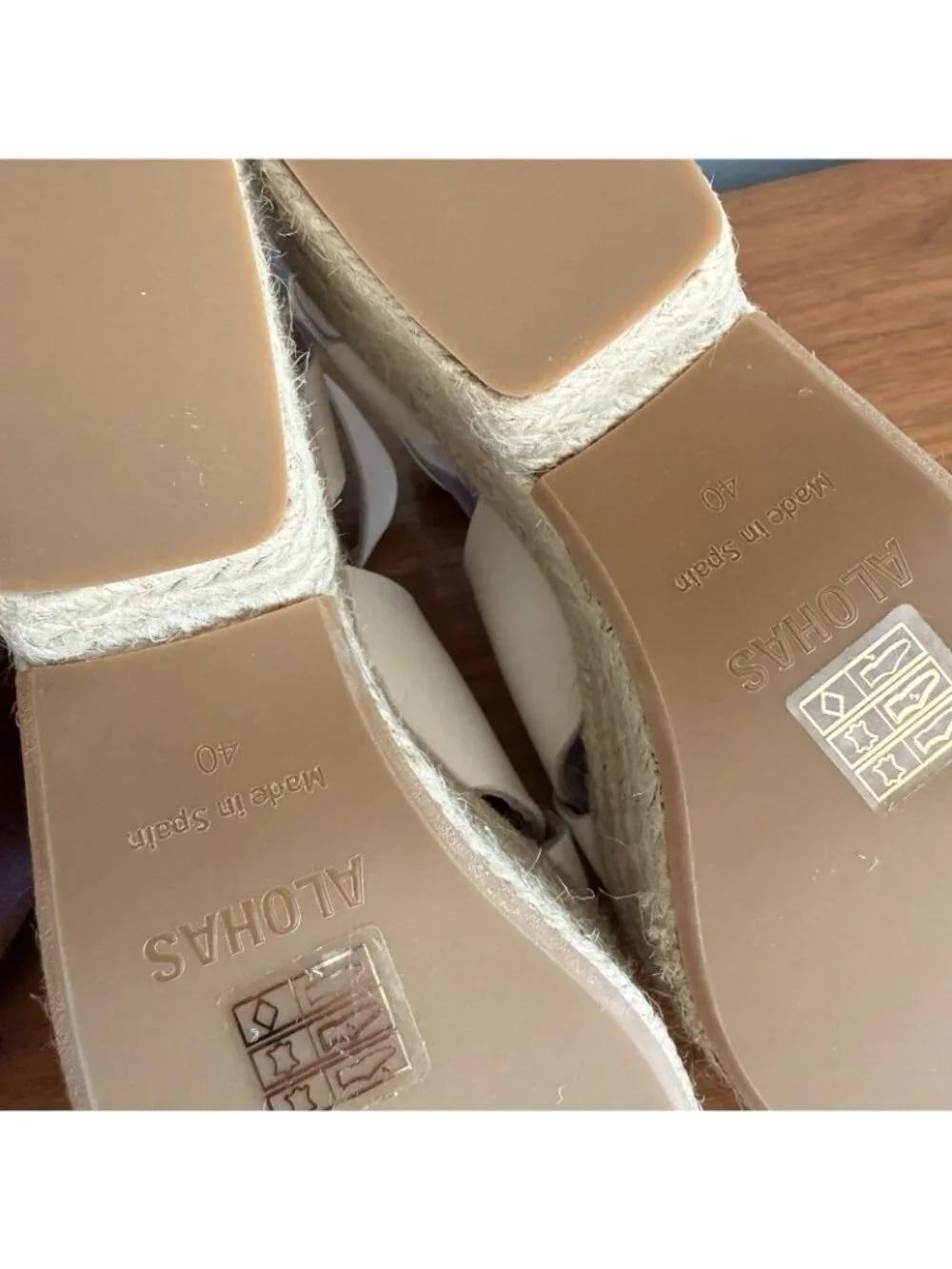 ALOHAS Lyla Cream Leather Espadrilles Platform Sandals Size 40